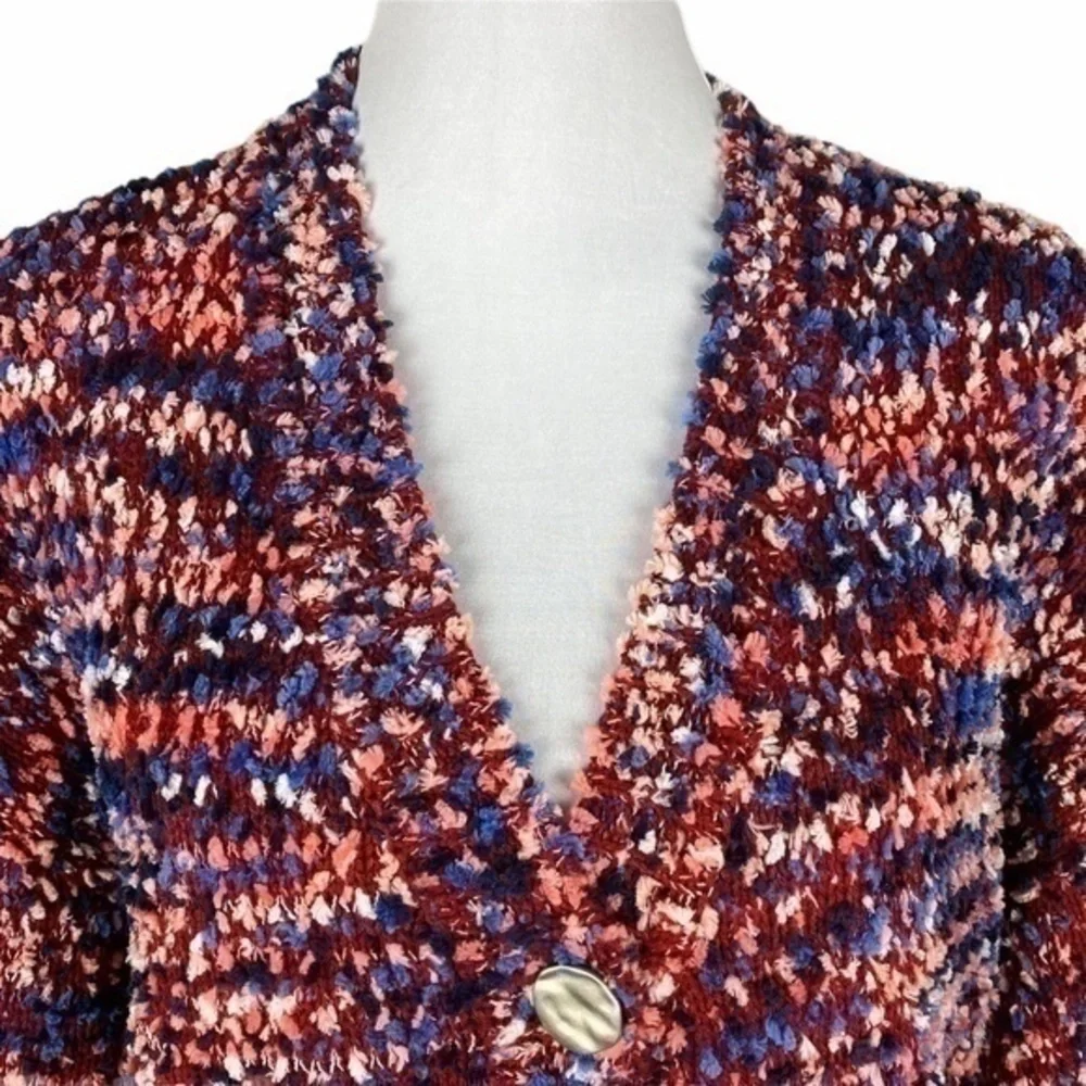 NWT Andrew Marc New York Button Down Multicolor Textured Cardigan Sweater Size M